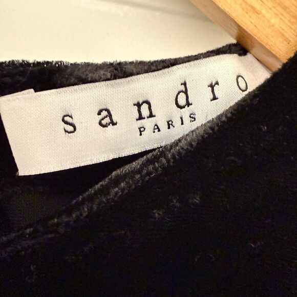 Sandro crystal-embellished cut-out black velvet mini dress Size 8 - Picture 6 of 7